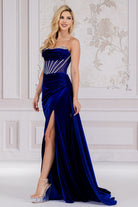 Strapless Embellished Jewel Side Slit Mermaid Long Prom Dress AC5051-Prom Dress-smcfashion.com