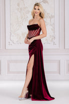 Strapless Embellished Jewel Side Slit Mermaid Long Prom Dress AC5051-Prom Dress-smcfashion.com
