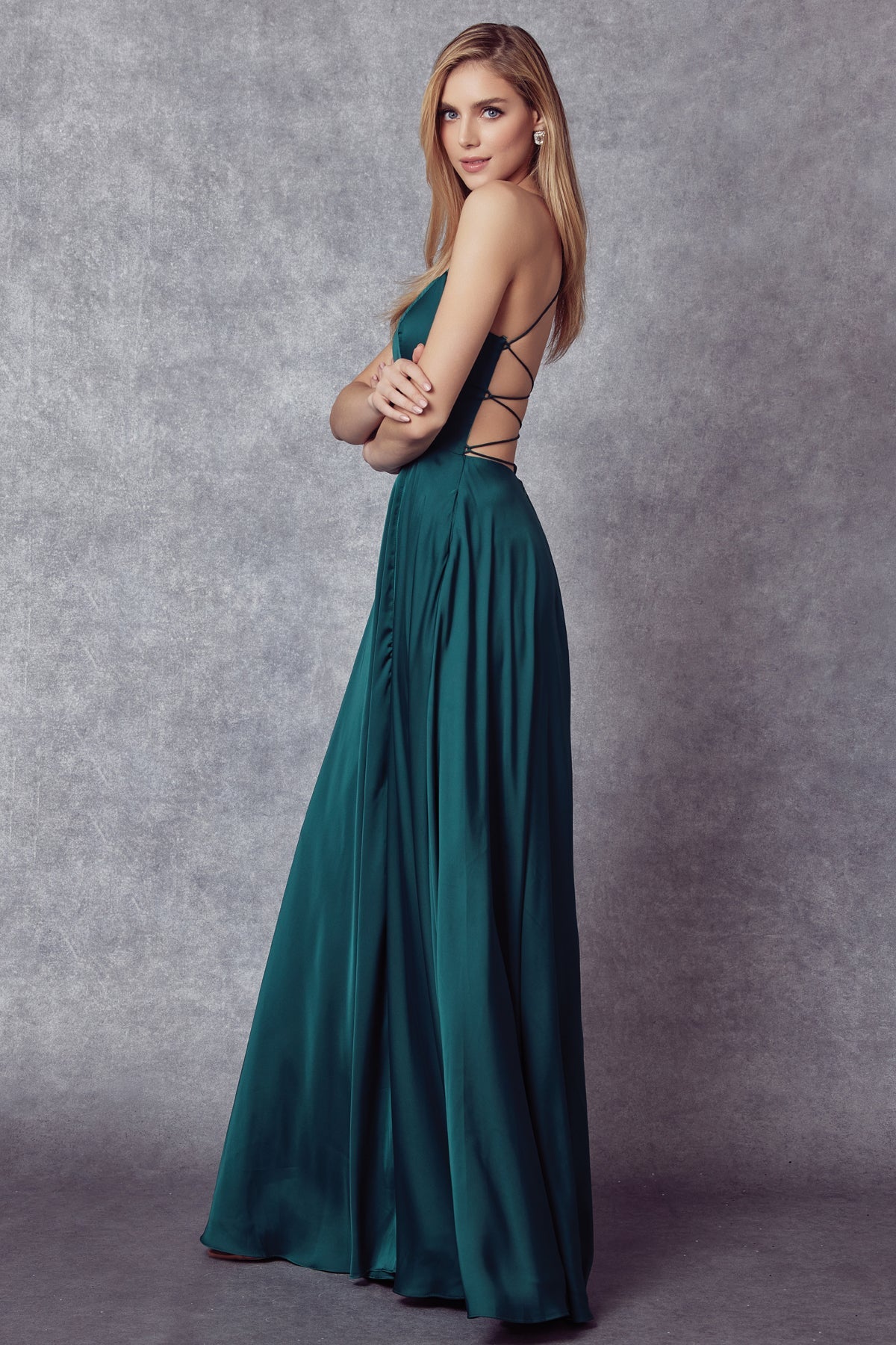 Satin A-Line Side Slit Straight Across Open Back Long Evening Dress JT278-Evening Dress-smcfashion.com