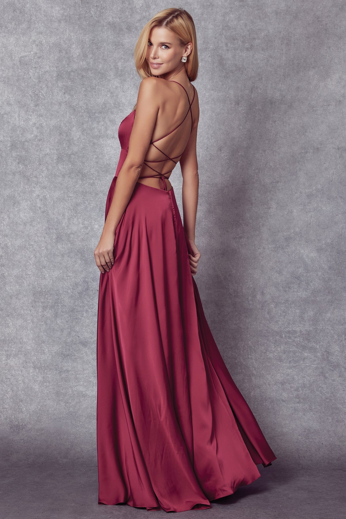 Satin A-Line Side Slit Straight Across Open Back Long Evening Dress JT278-Evening Dress-smcfashion.com