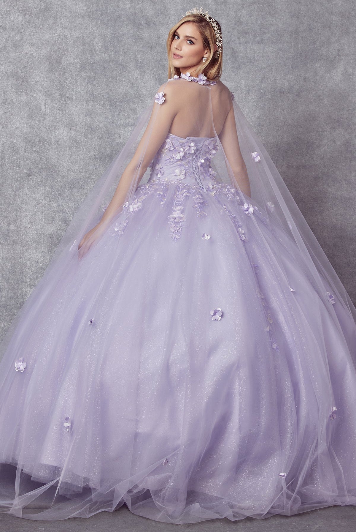 Strapless 3D Floral Applique Open Back Long Quinceanera Dress JT1435-All Dresses-smcfashion.com