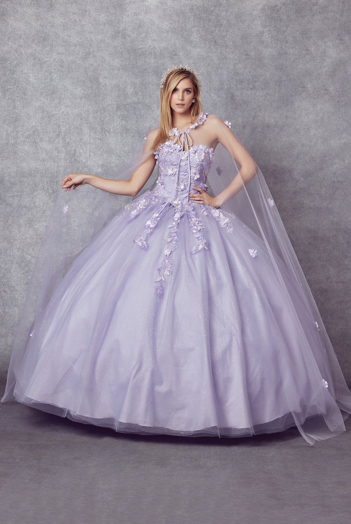 Strapless 3D Floral Applique Open Back Long Quinceanera Dress JT1435-All Dresses-smcfashion.com
