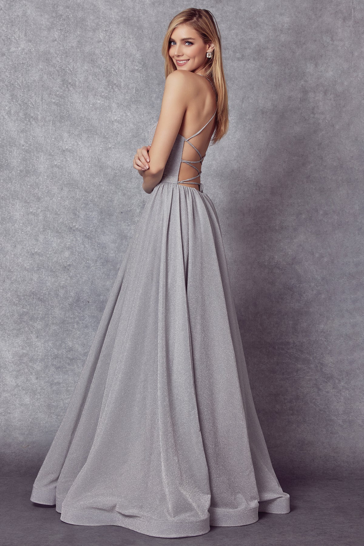 A-Line Metallic Open Criss Cross Back Long Prom Dress JT204-Prom Dress-smcfashion.com