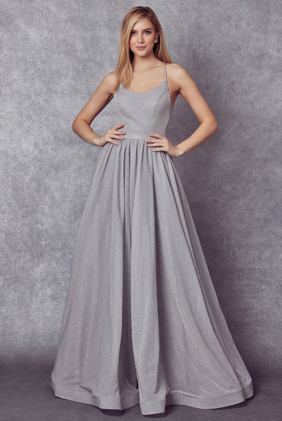 A-Line Metallic Open Criss Cross Back Long Prom Dress JT204-Prom Dress-smcfashion.com