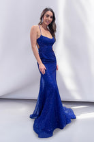 Embellished Glitter Mermaid Open Crossed Back Long Prom Dress ACTM1014-Prom Dress-smcfashion.com