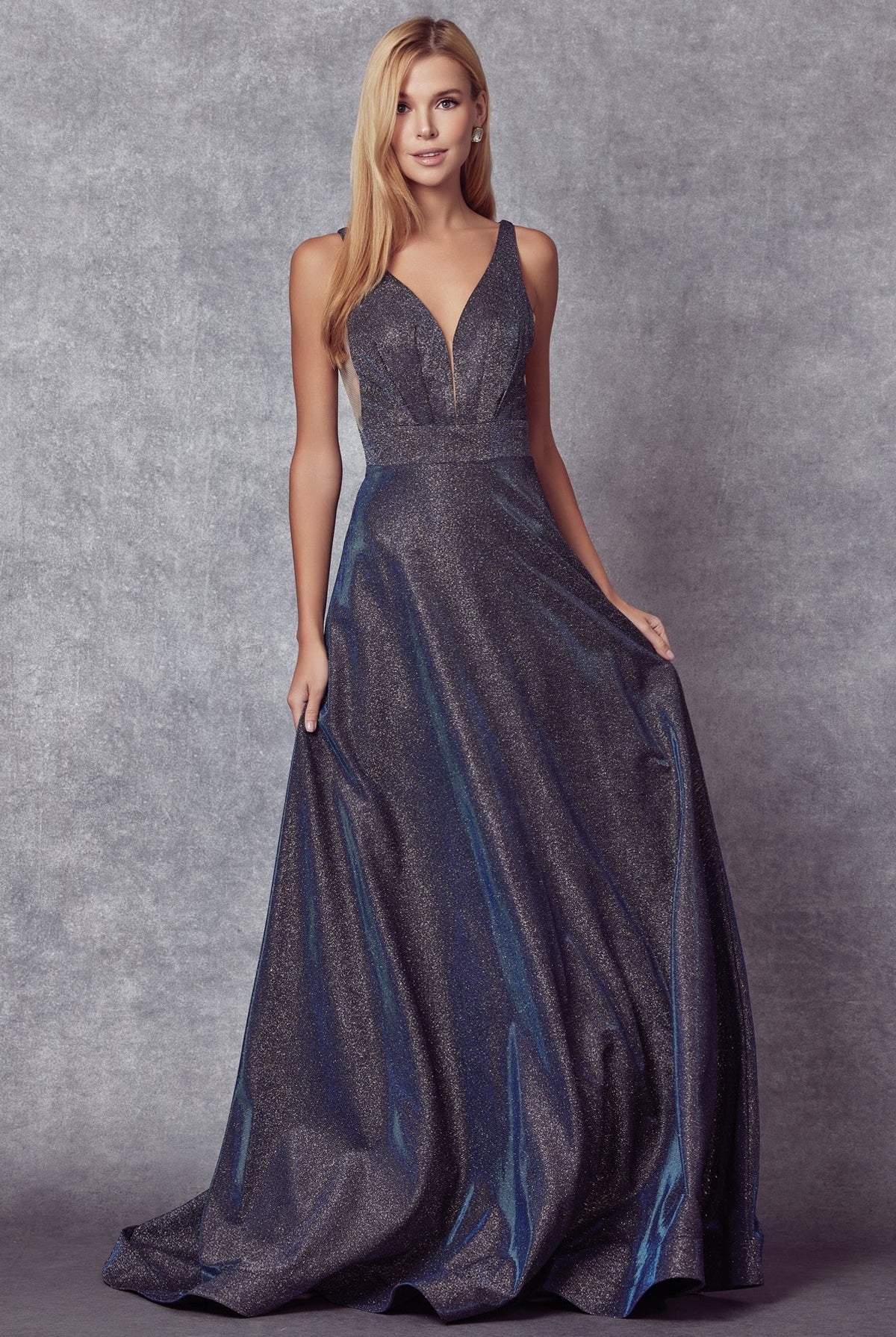 A-Line Illusion V-Neck Open Criss Cross Back Long Prom Dress JT208-Prom Dress-smcfashion.com