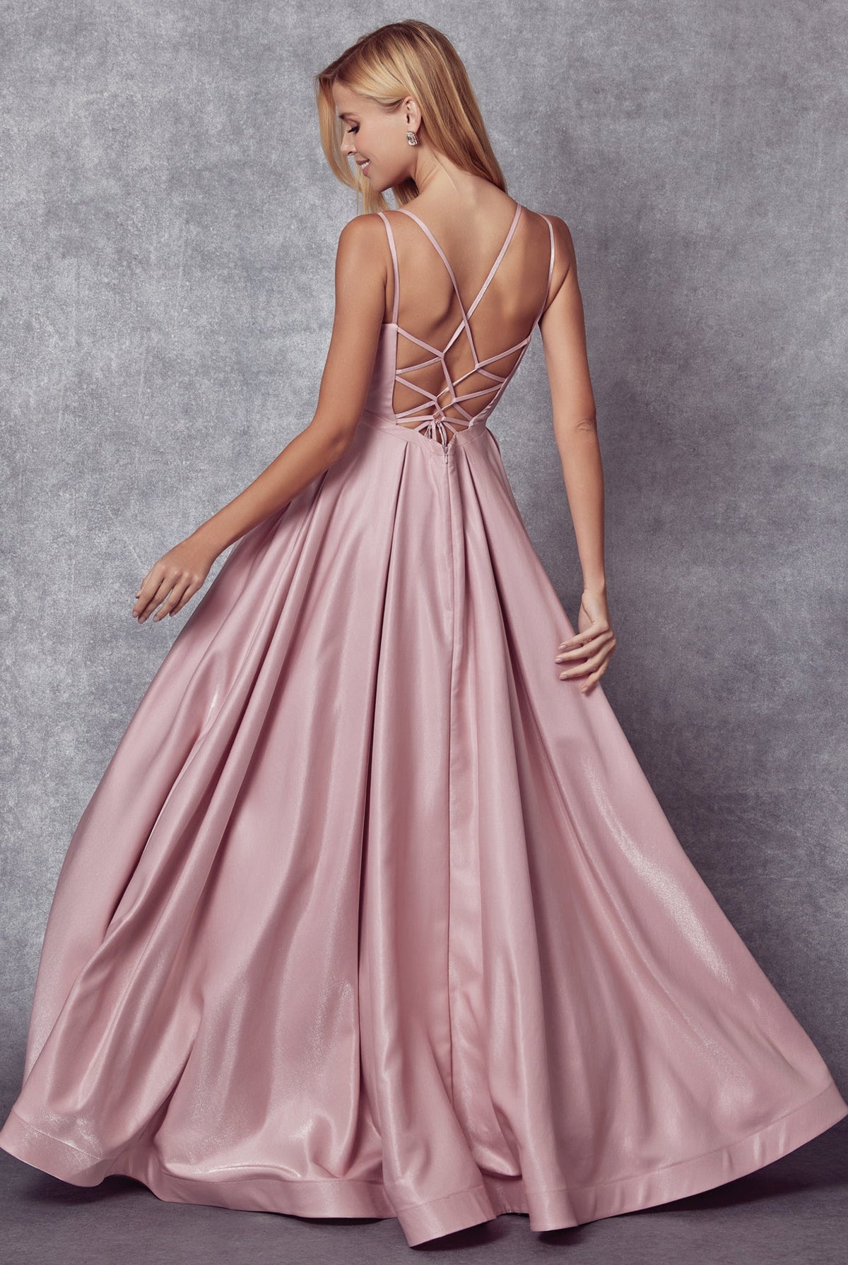 Open Criss Cross Back Round Neck Embellished Glitter Long Prom Dress JT244-Prom Dress-smcfashion.com