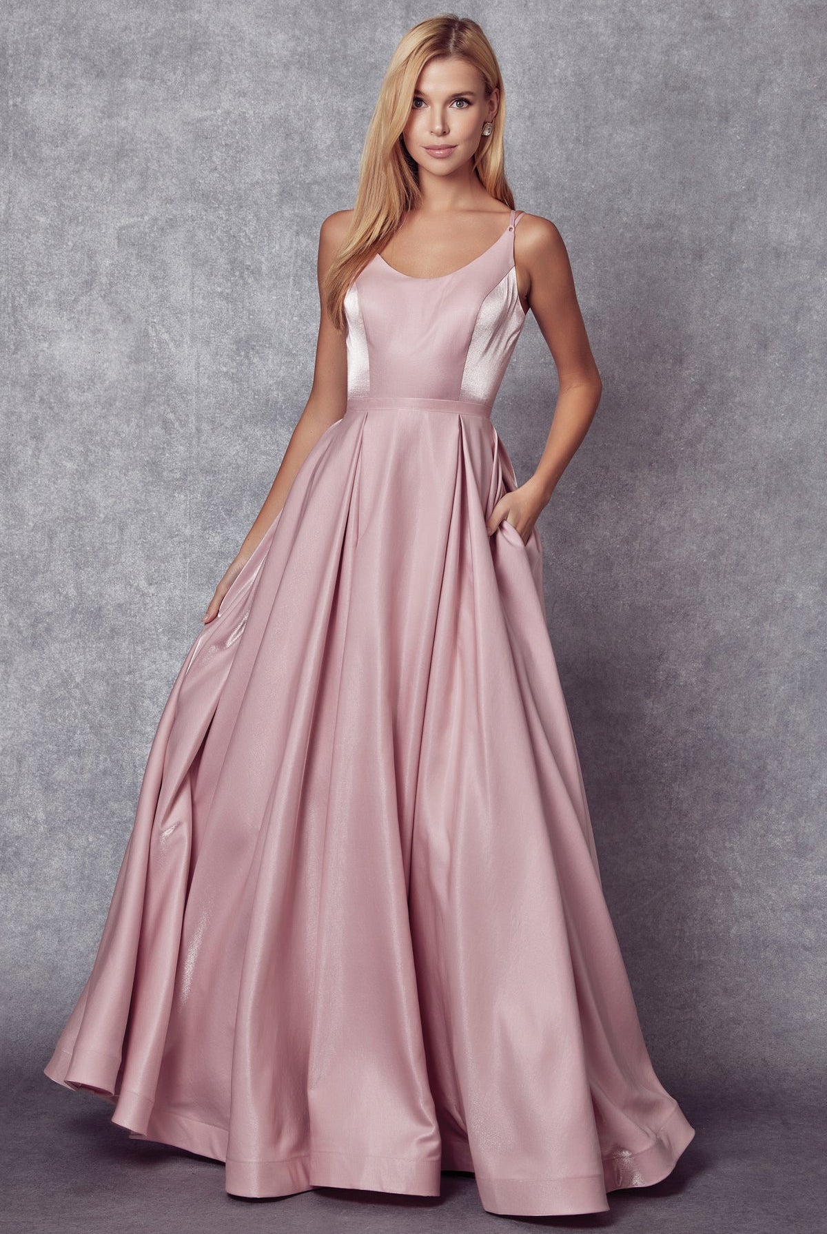 Open Criss Cross Back Round Neck Embellished Glitter Long Prom Dress JT244-Prom Dress-smcfashion.com