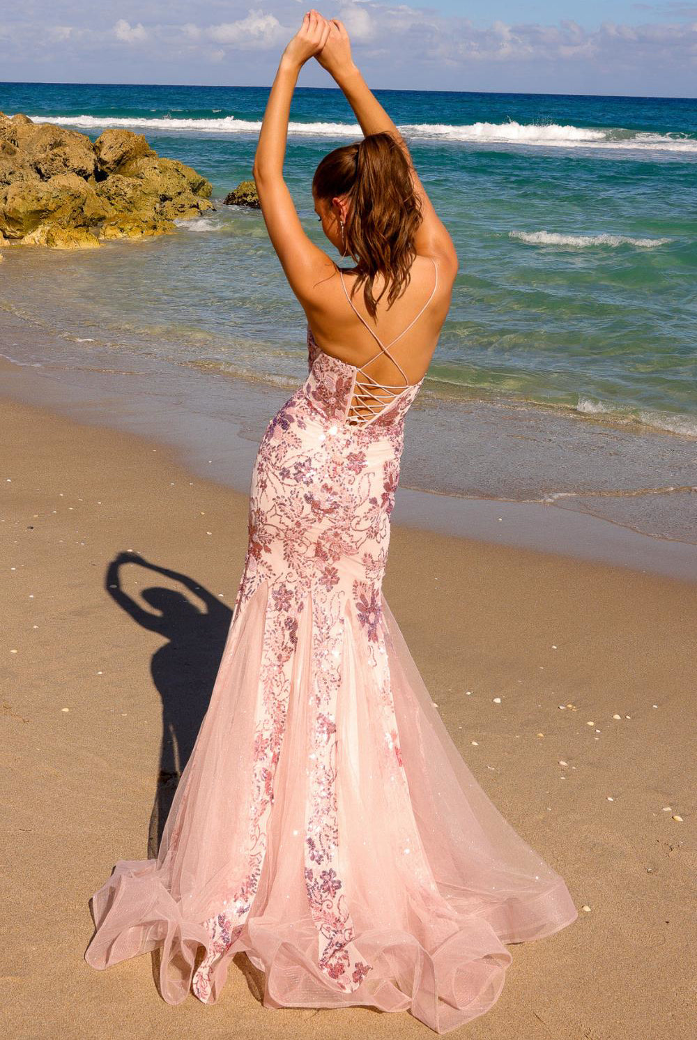 Spaghetti Straps Embroidered Lace Tulle Skirt Long Prom Dress AC7038-Prom Dress-smcfashion.com