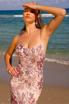 Spaghetti Straps Embroidered Lace Tulle Skirt Long Prom Dress AC7038-Prom Dress-smcfashion.com