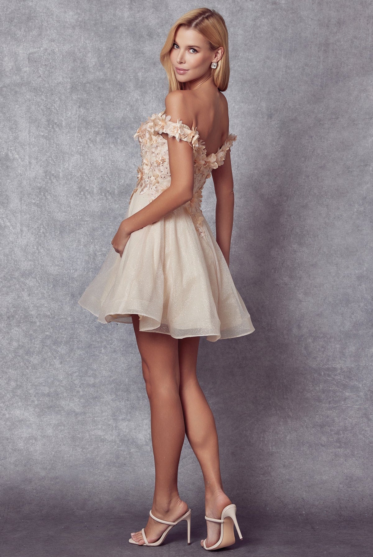 Off Shoulder 3D Floral Applique Sweetheart Short Cocktail & Homecoming Dress JT861-Cocktail Dress-smcfashion.com