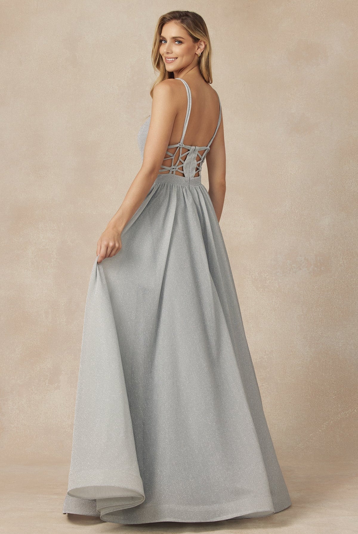 Plunging V-Neck Glitter A-Line Long Prom Dress JT201-Prom Dress-smcfashion.com