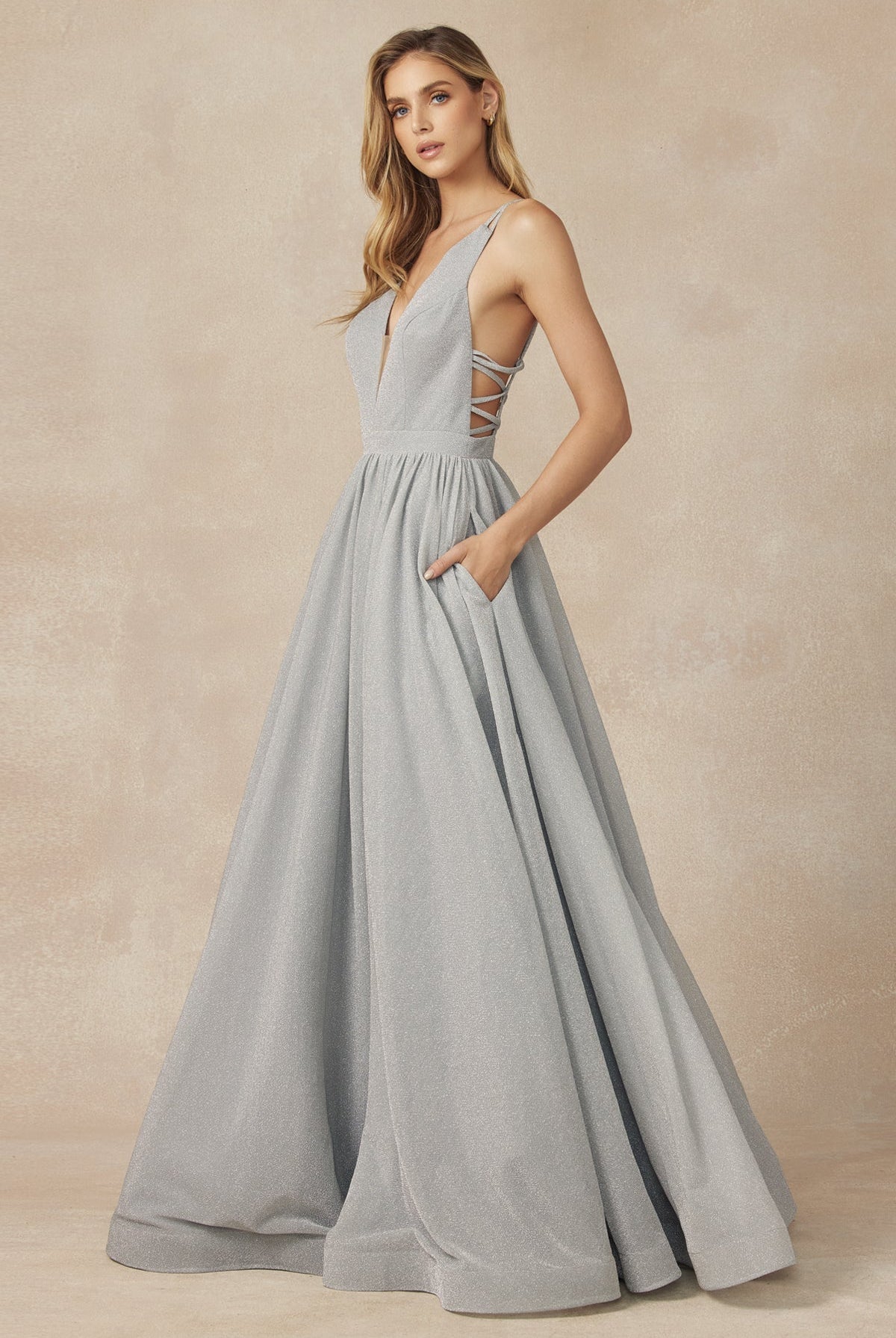 Plunging V-Neck Glitter A-Line Long Prom Dress JT201-Prom Dress-smcfashion.com