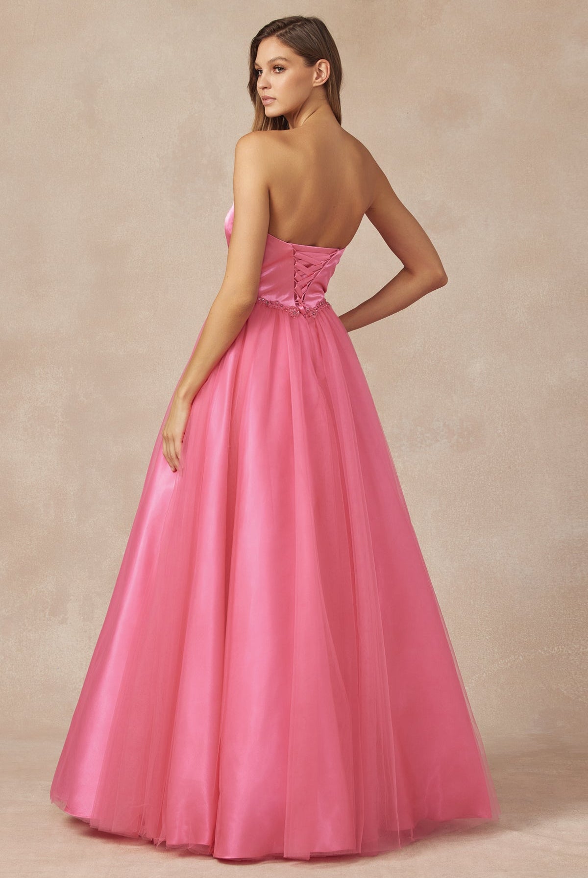 Strapless Sweetheart A-Line Tulle Skirt Long Prom Dress JT265-Prom Dress-smcfashion.com