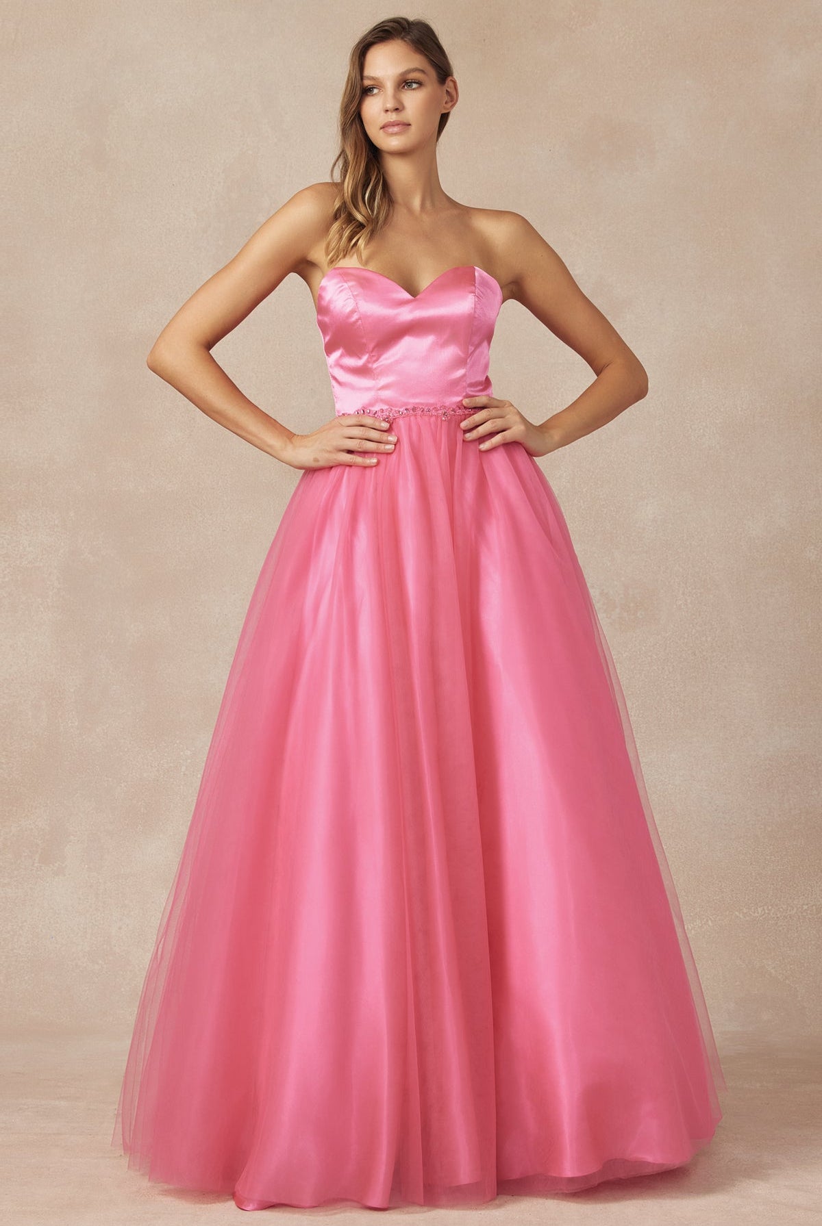 Strapless Sweetheart A-Line Tulle Skirt Long Prom Dress JT265-Prom Dress-smcfashion.com