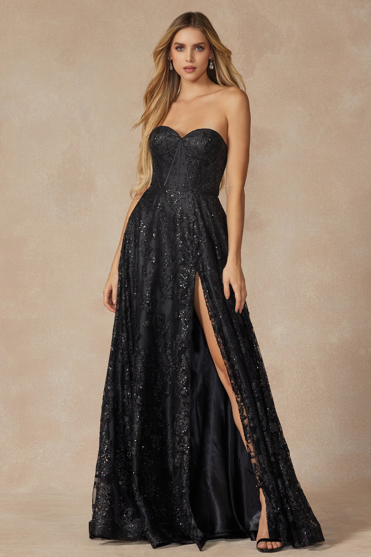 Butterfly Glitter Embroidered Corset Top Long Prom Dress JT2403-Prom Dress-smcfashion.com