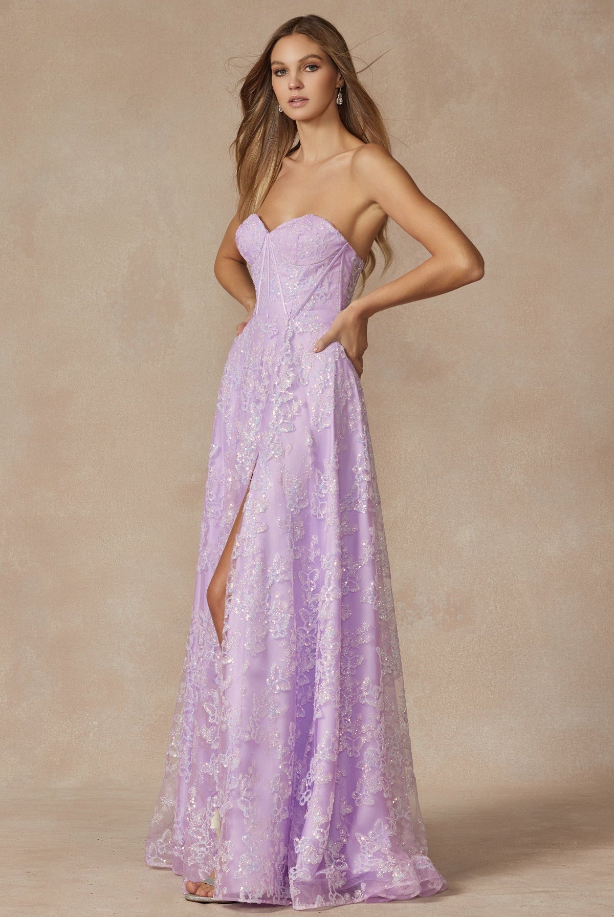 Butterfly Glitter Embroidered Corset Top Long Prom Dress JT2403-Prom Dress-smcfashion.com