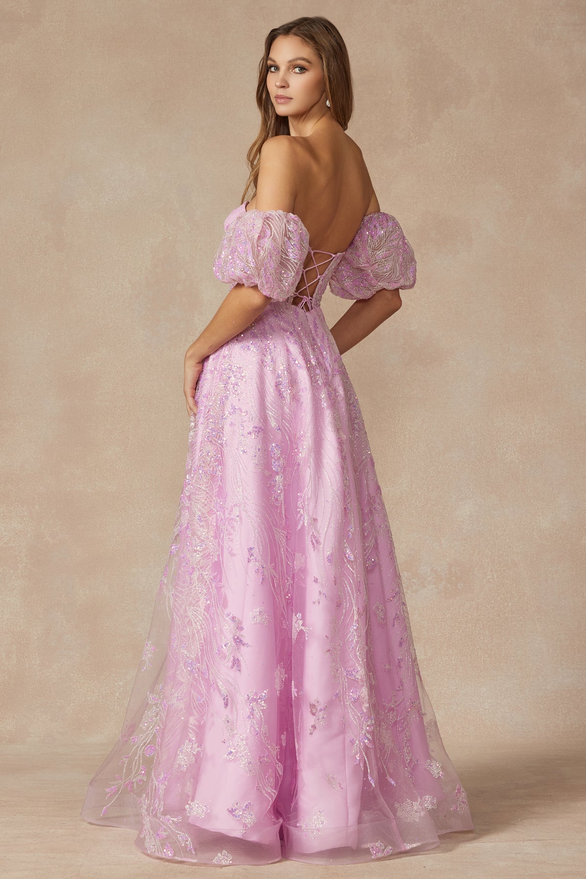 Strapless Sequin Tulle Removable Balloon Sleeves Long Prom Dress JT2404-Prom Dress-smcfashion.com