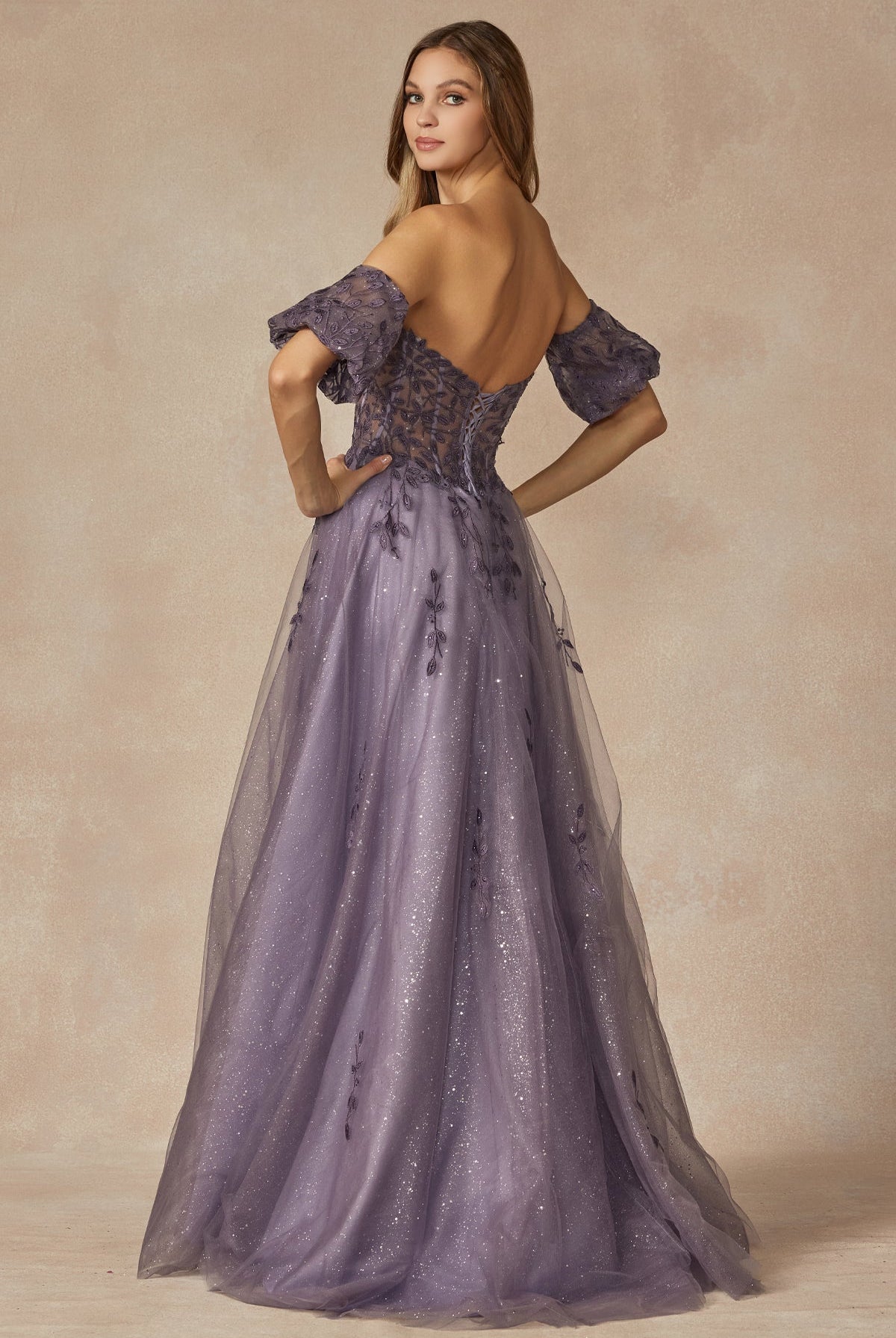 Leaf Embroidered Detachable Sleeves Long Prom Dress JT2409-Prom Dress-smcfashion.com