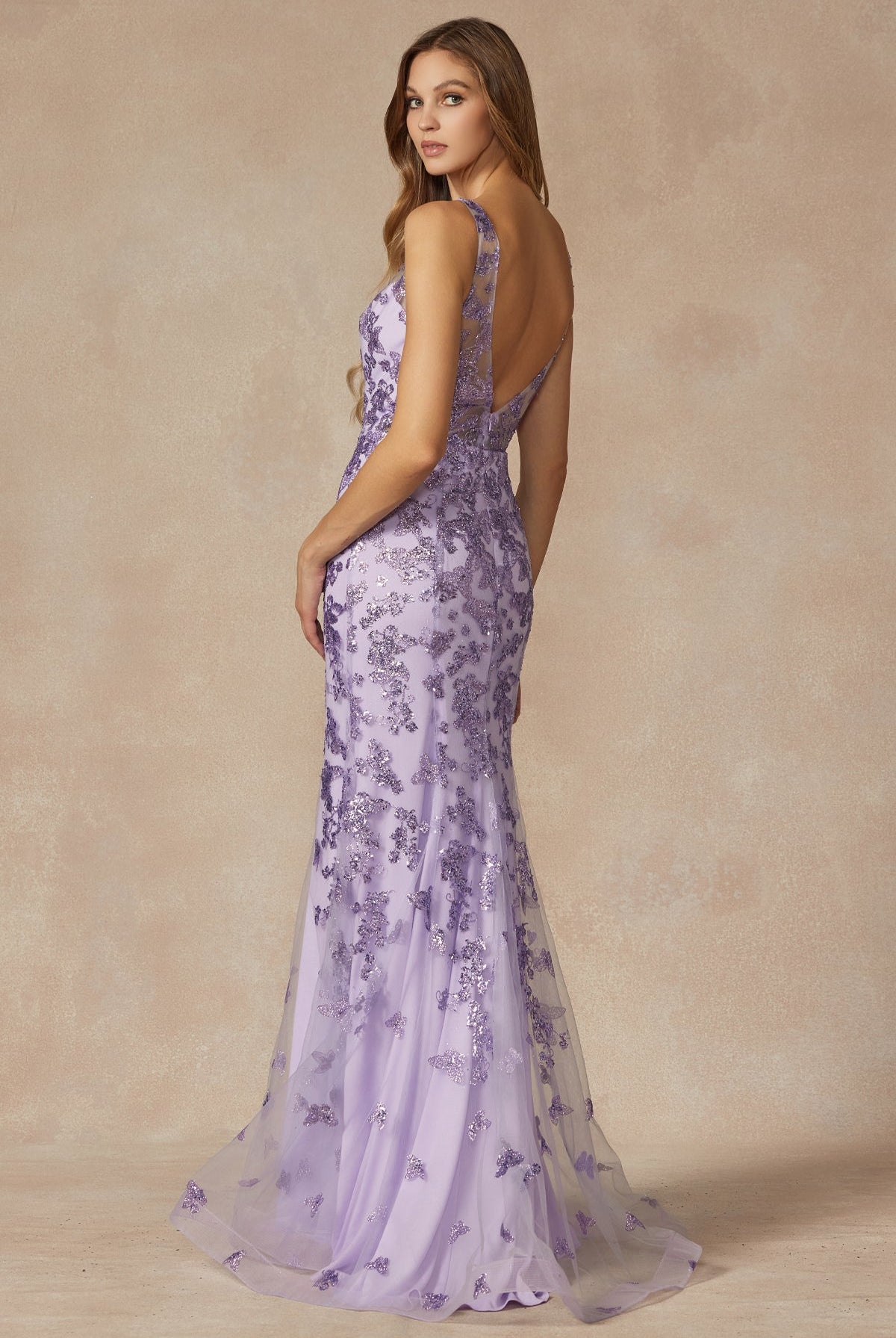 Butterfly Appliques With Low V-Neck Mermaid Long Prom Dress JT294-Prom Dress-smcfashion.com