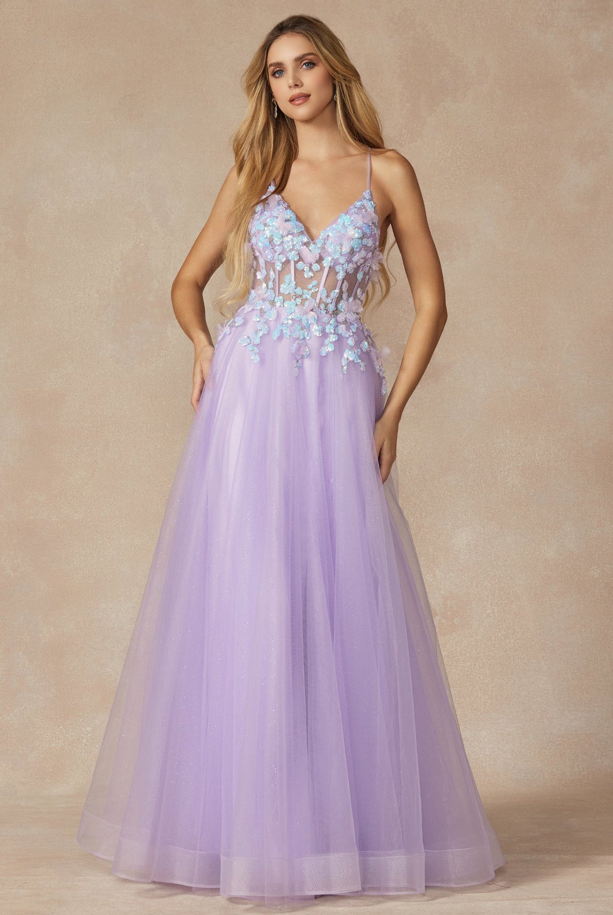 Sequin Butterfly Embroidered Boned Bodice Long Prom Dress JT2401-Prom Dress-smcfashion.com