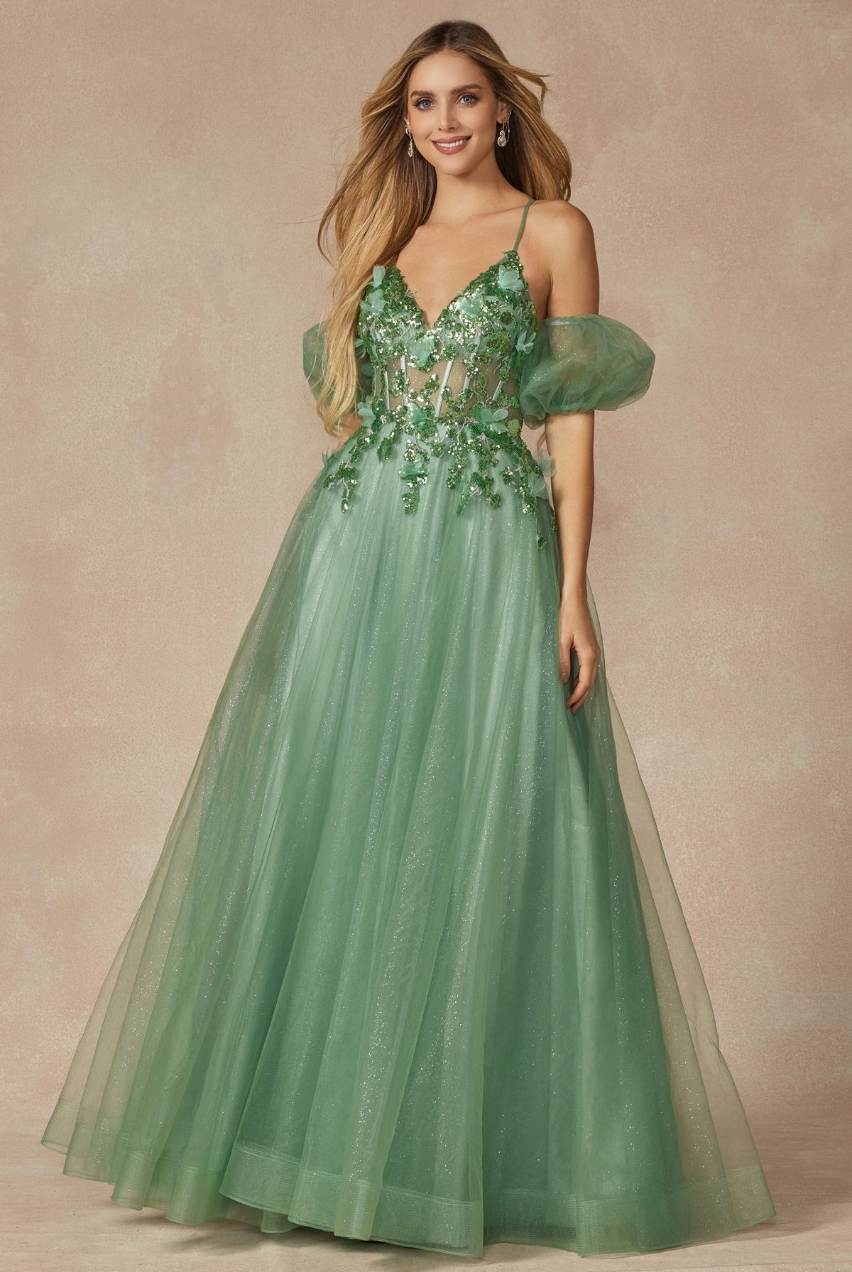 Sequin Butterfly Embroidered Boned Bodice Long Prom Dress JT2401-Prom Dress-smcfashion.com