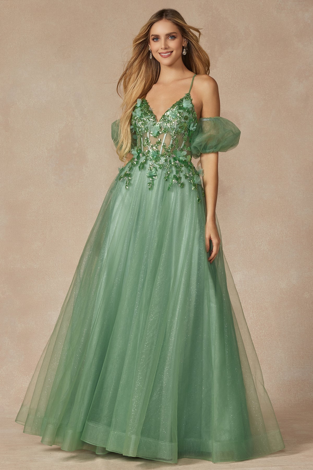 Sequin Butterfly Embroidered Boned Bodice Long Prom Dress JT2401-Prom Dress-smcfashion.com