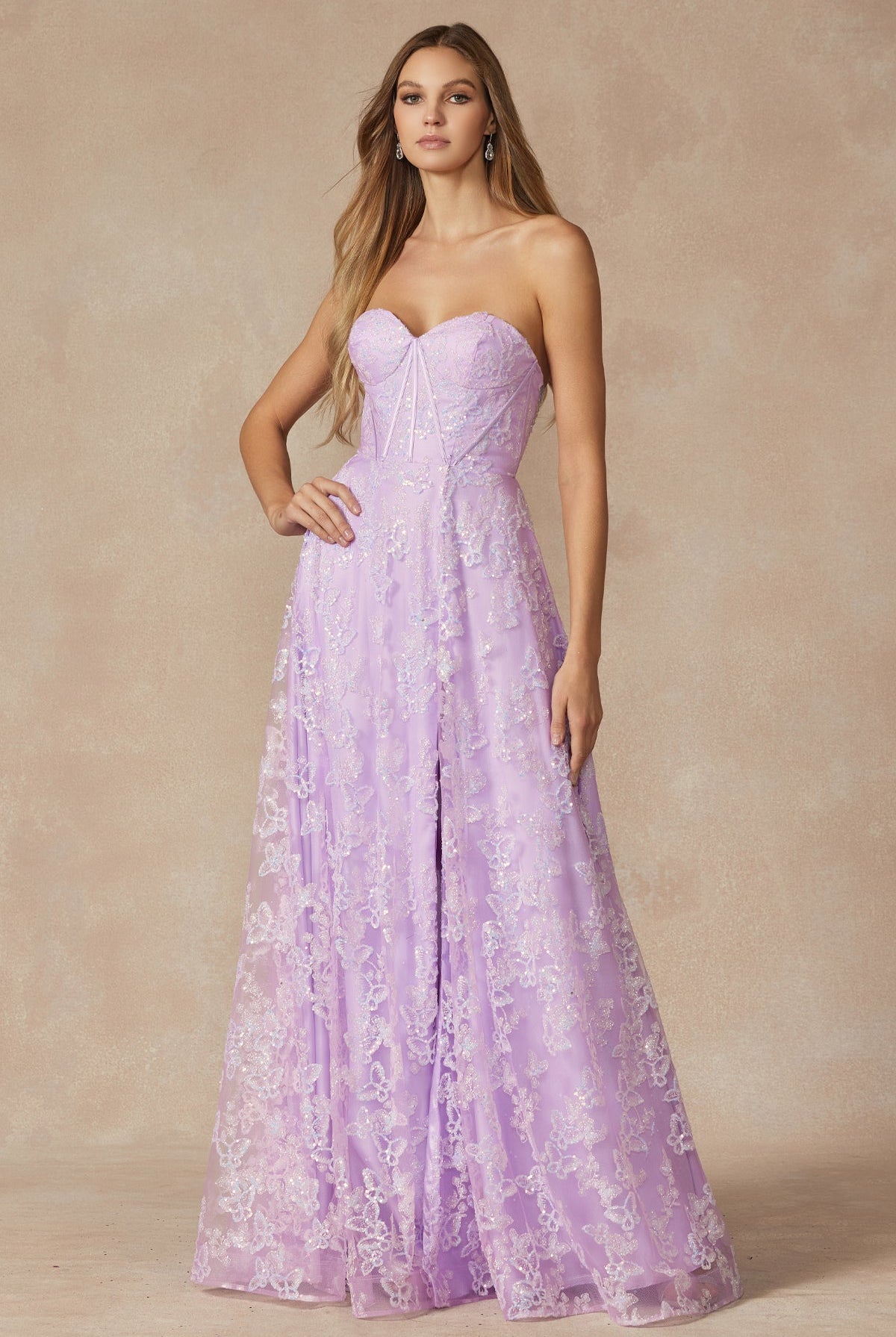 Butterfly Glitter Embroidered Corset Top Long Prom Dress JT2403-Prom Dress-smcfashion.com