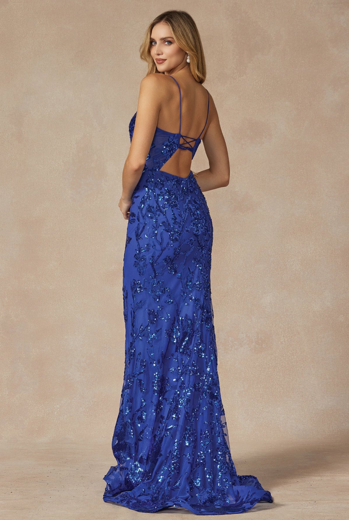 Mermaid Embroidered Sequin Open Back Illusion V-Neck Long Prom Dress JT2411-Prom Dress-smcfashion.com