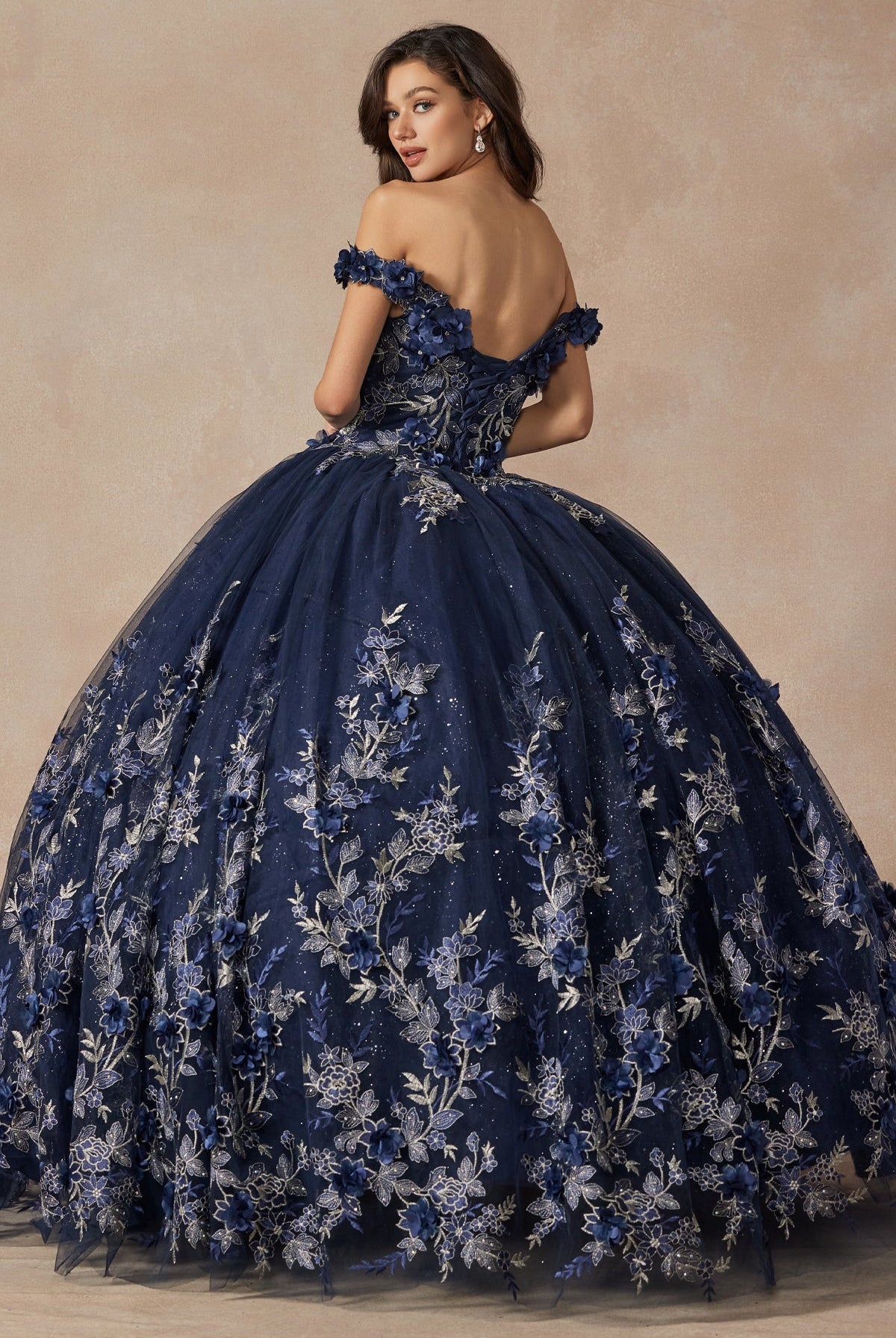 3D Floral Appliques With Off Shoulder Long Quinceanera Dress JT1447-Quinceanera Dress-smcfashion.com