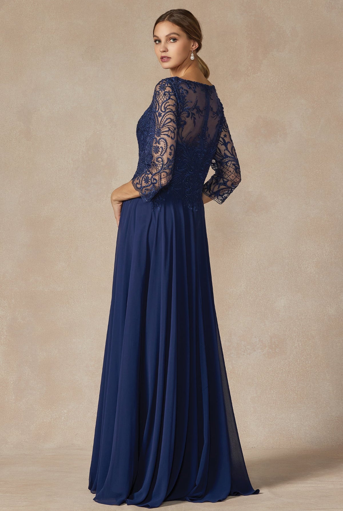 Embroidered Lace Beaded Bodice Long Mother Of The Bride Dress JTM11 Sale-Mother of the Bride Dress-smcfashion.com