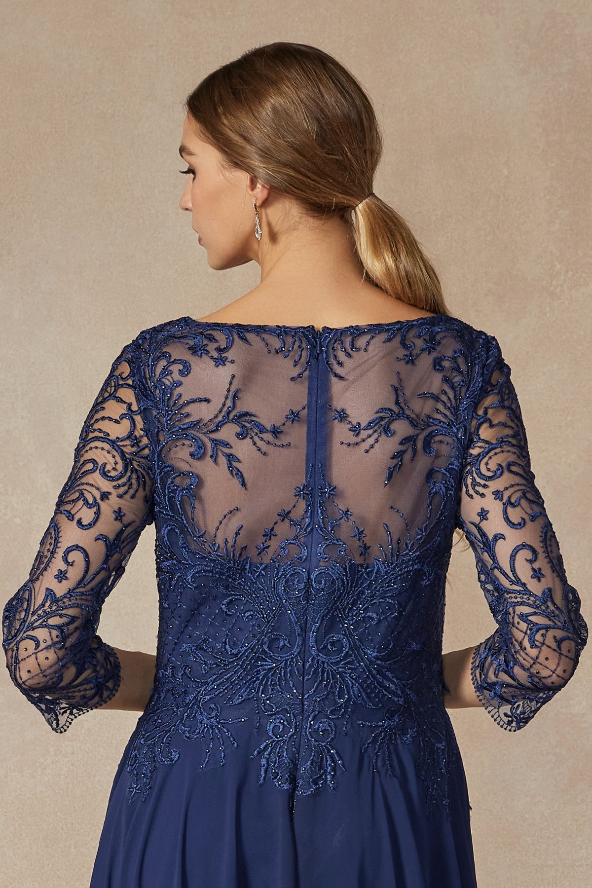 Embroidered Lace Beaded Bodice Long Mother Of The Bride Dress JTM11 Sale-Mother of the Bride Dress-smcfashion.com