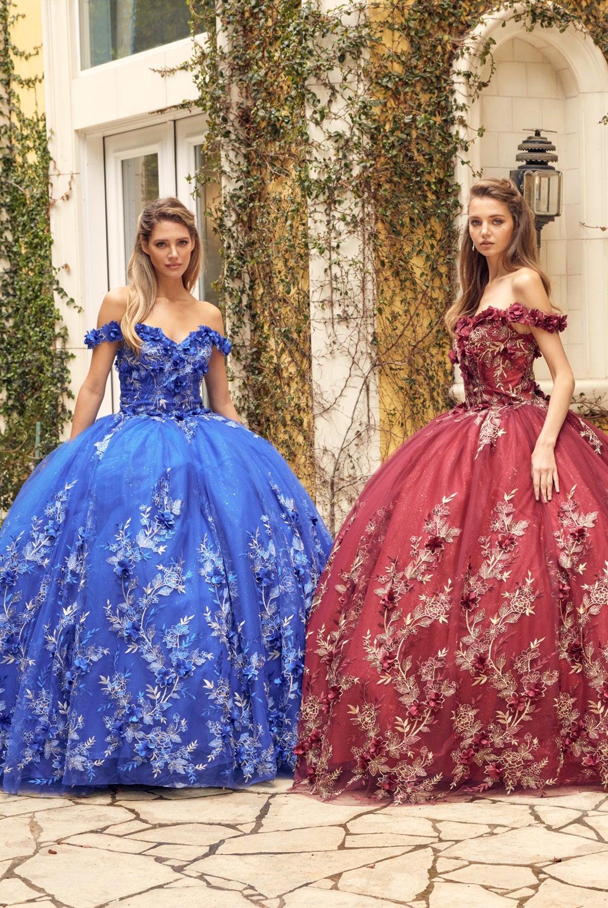 3D Floral Appliques With Off Shoulder Long Quinceanera Dress JT1447-Quinceanera Dress-smcfashion.com