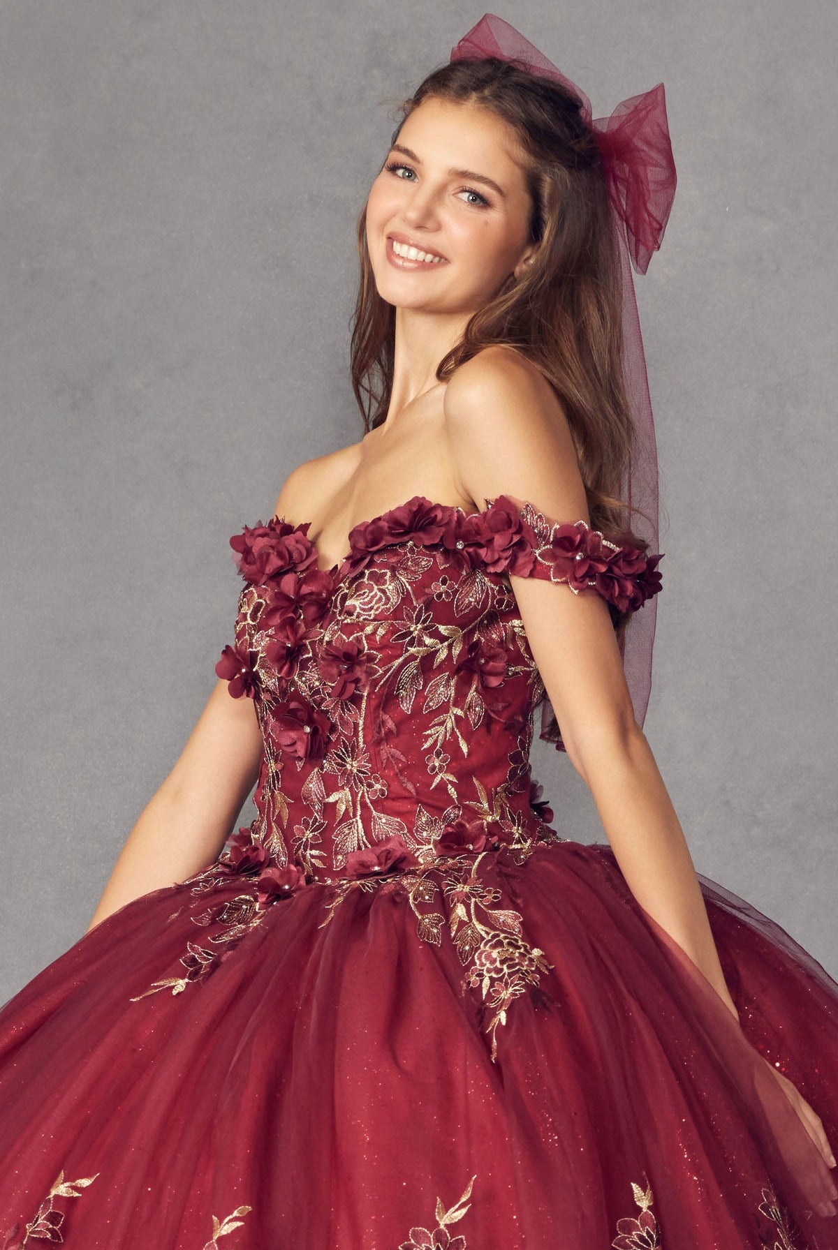 3D Floral Appliques With Off Shoulder Long Quinceanera Dress JT1447-Quinceanera Dress-smcfashion.com