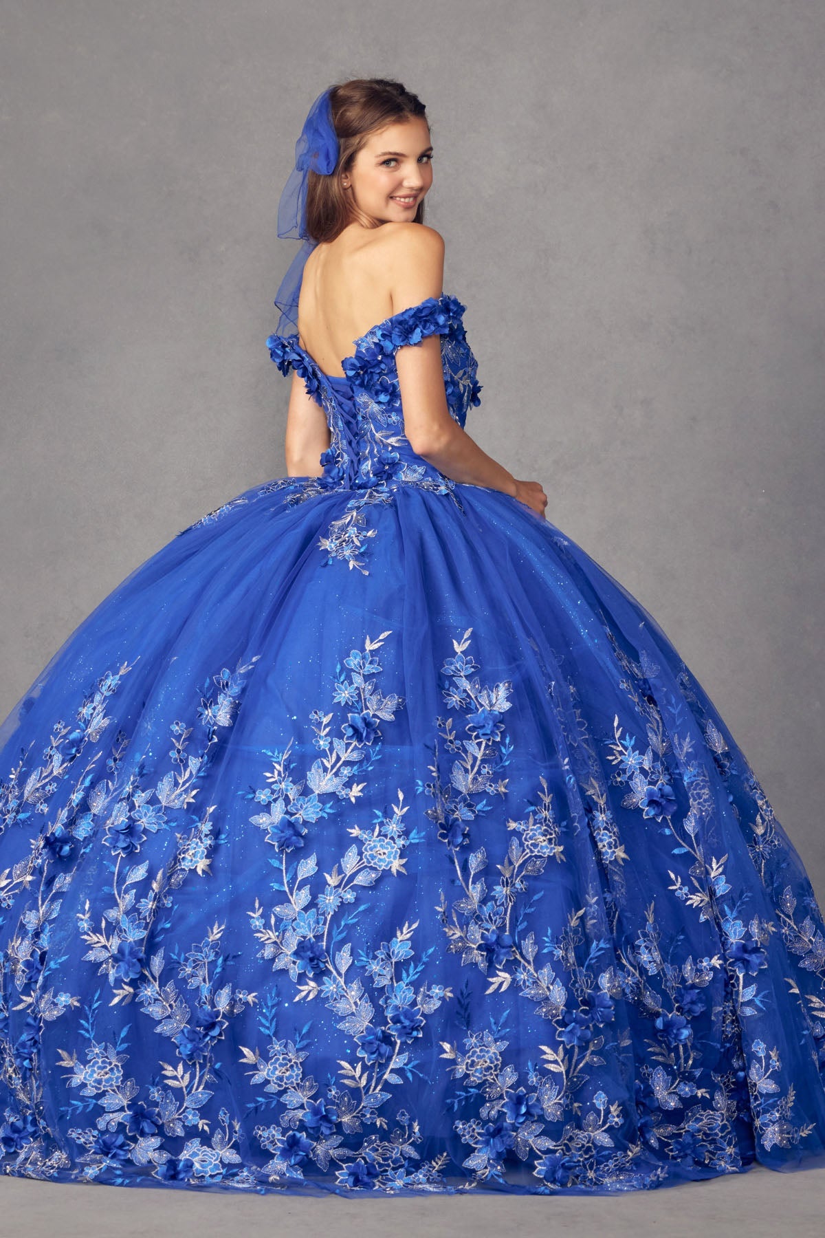 3D Floral Appliques With Off Shoulder Long Quinceanera Dress JT1447-Quinceanera Dress-smcfashion.com