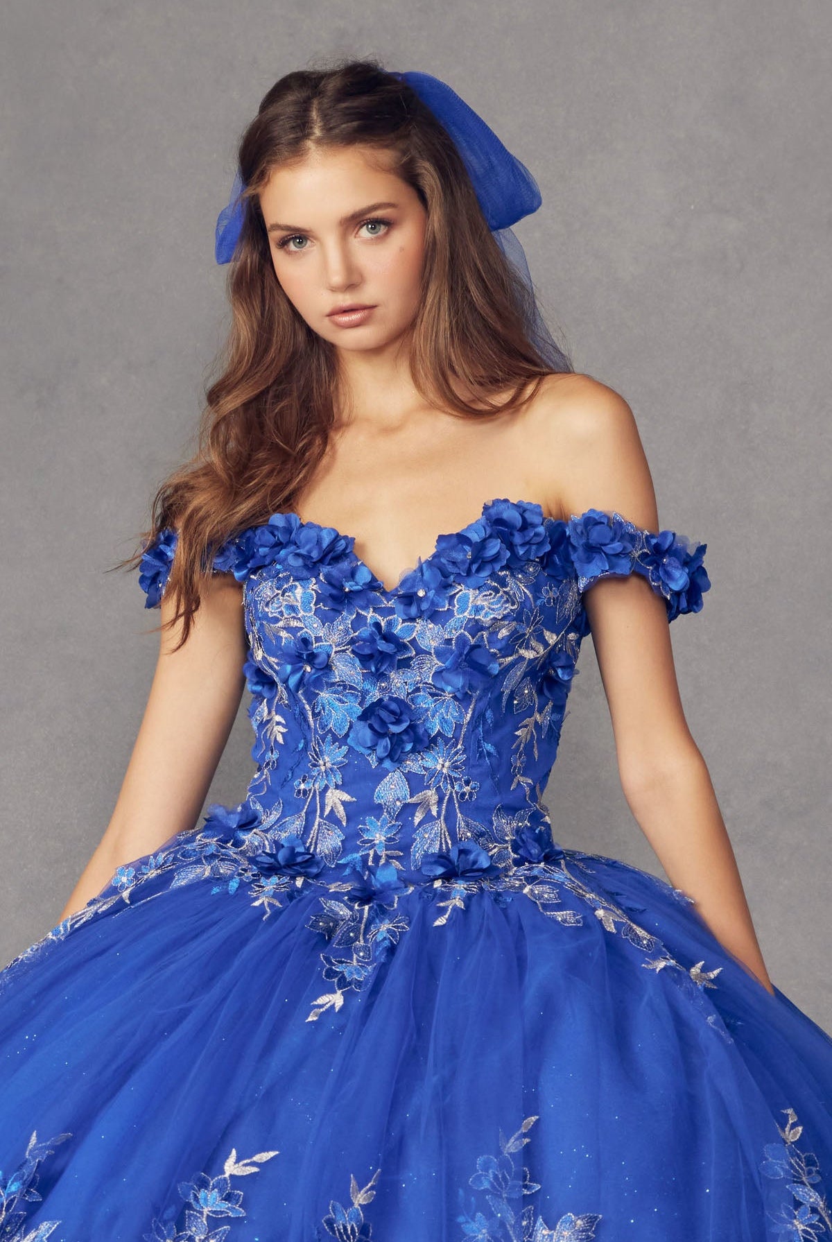 3D Floral Appliques With Off Shoulder Long Quinceanera Dress JT1447-Quinceanera Dress-smcfashion.com