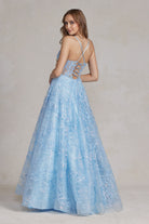 Sheer Lace Spaghetti Straps Crystal-Embellished Waistband Long Prom Dress NXC1118-Prom Dress-smcfashion.com