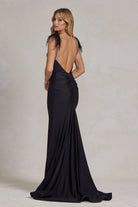 Mermaid Satin Embellished Feather Open Back Long Prom Dress NXT1138-Prom Dress-smcfashion.com