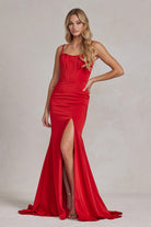 Side Slit Satin Sheer Back Sleeveless Spaghetti Straps Long Evening Dress NXP1168-Evening Dress-smcfashion.com