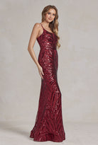 Mermaid Embroidered Sequins One Shoulder Long Evening Dress NXR1204-Evening Dress-smcfashion.com