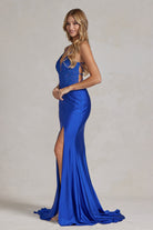 Mermaid Open Criss Cross Back Embroidered Bodice Long Evening Dress NXG1150-Evening Dress-smcfashion.com
