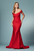 Off Shoulder Mermaid Long Evening & Mother Of The Bride Dress NXE497-Evening Dress-smcfashion.com