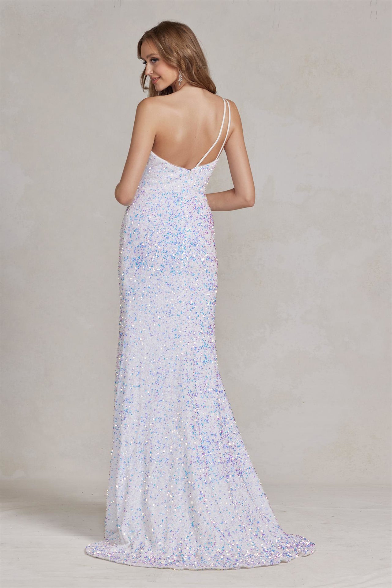 Side Slit One Shoulder Embroidered Sequins Open Back Long Evening Dress NXR1202-Evening Dress-smcfashion.com