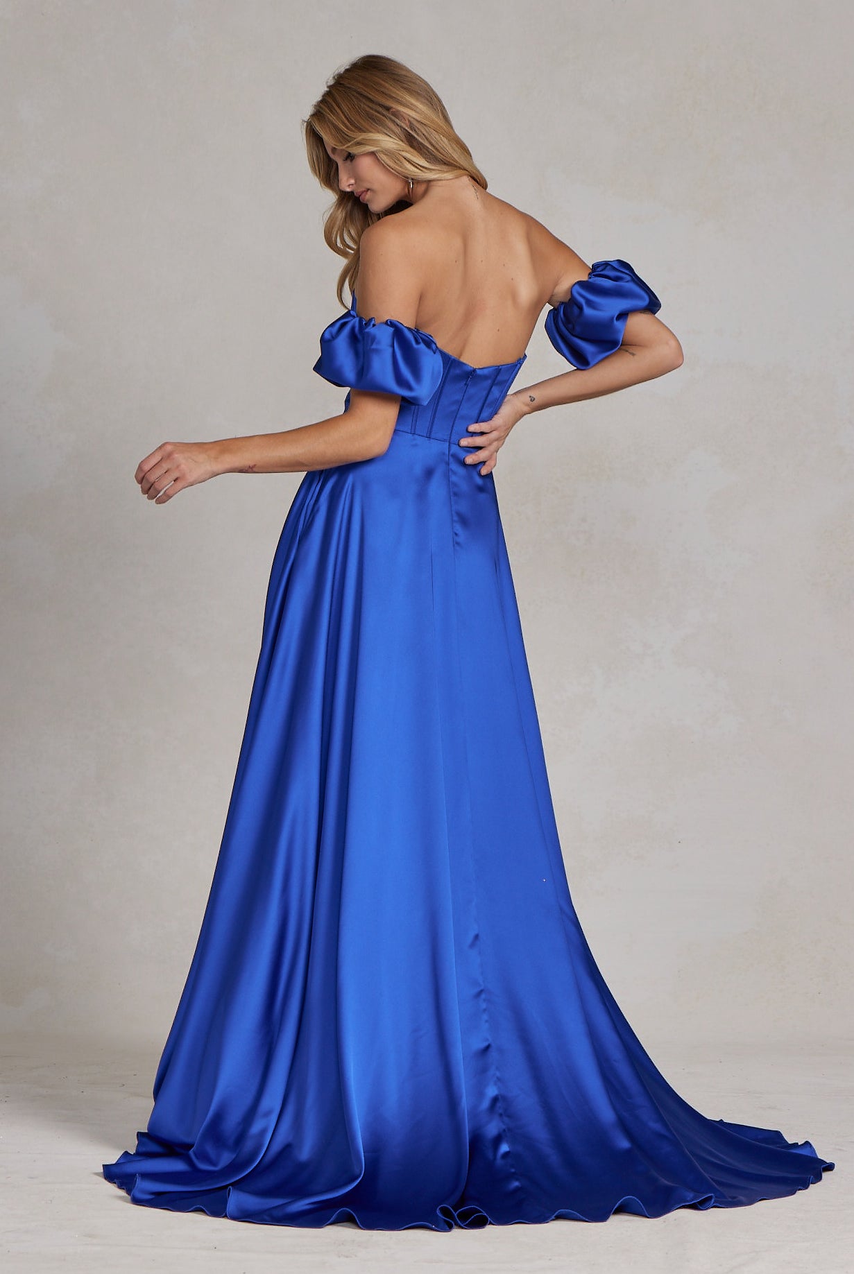 Off Shoulder Sweetheart Satin Side Slit Long Prom Dress NXK1122-Prom Dress-smcfashion.com