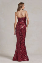 Mermaid Embroidered Sequins One Shoulder Long Evening Dress NXR1204-Evening Dress-smcfashion.com