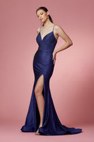 Embellished Jewel Side Slit Long Bridesmaid & Prom Dress NXE1038-Prom Dress-smcfashion.com
