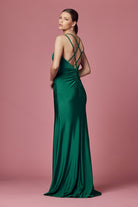 Double Spaghetti Straps Slit Long Bridesmaid & Prom Dress NXE1035-Prom Dress-smcfashion.com
