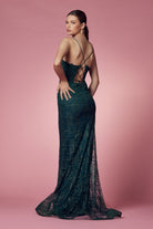 Glitter Deep V-Neck Bodice Trumpet Long Prom Dress NXR282-1-Prom Dress-smcfashion.com