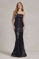 Mermaid Embroidered Sequins One Shoulder Long Evening Dress NXR1204-Evening Dress-smcfashion.com