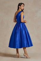 One Shoulder Satin Open Back Midi Evening & Prom Dress NXJE931-Prom Dress-smcfashion.com